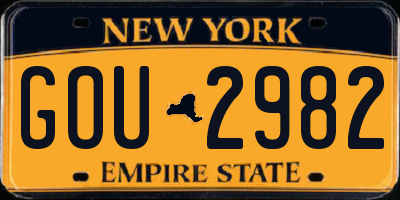 NY license plate GOU2982