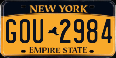 NY license plate GOU2984