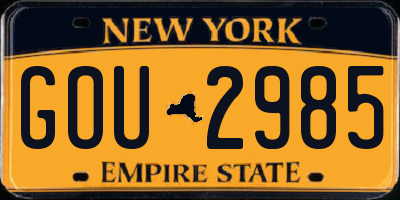 NY license plate GOU2985