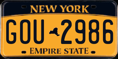 NY license plate GOU2986