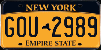NY license plate GOU2989