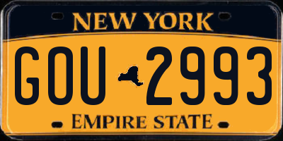 NY license plate GOU2993