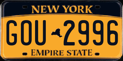 NY license plate GOU2996
