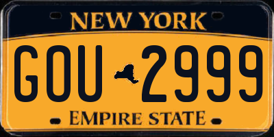 NY license plate GOU2999
