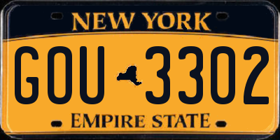 NY license plate GOU3302