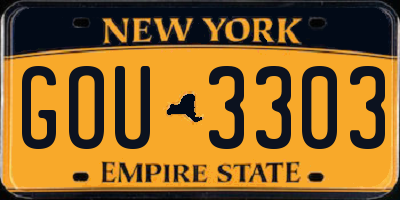 NY license plate GOU3303