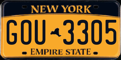 NY license plate GOU3305