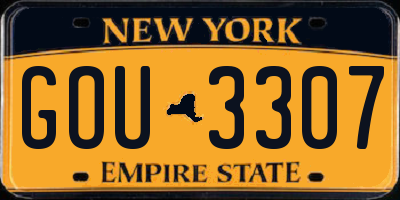 NY license plate GOU3307