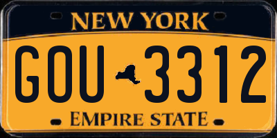 NY license plate GOU3312