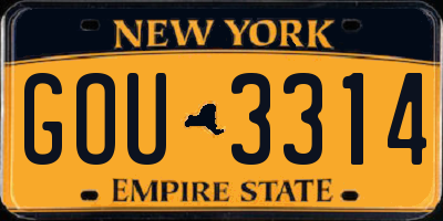 NY license plate GOU3314