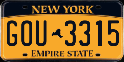 NY license plate GOU3315