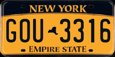 NY license plate GOU3316