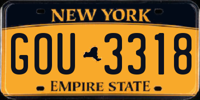 NY license plate GOU3318