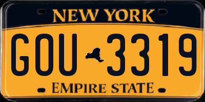 NY license plate GOU3319