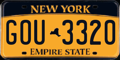 NY license plate GOU3320
