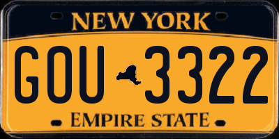 NY license plate GOU3322