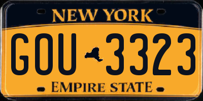 NY license plate GOU3323