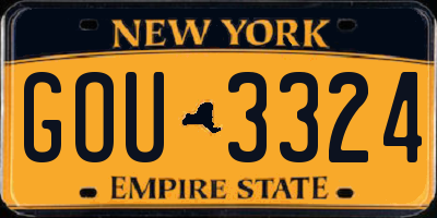 NY license plate GOU3324