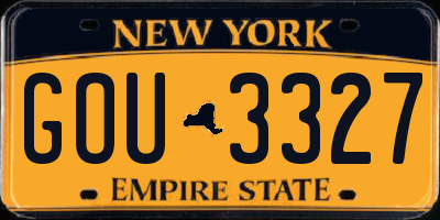 NY license plate GOU3327