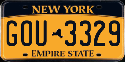 NY license plate GOU3329