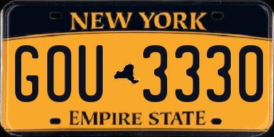 NY license plate GOU3330