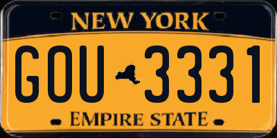 NY license plate GOU3331
