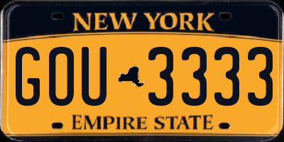 NY license plate GOU3333