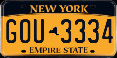 NY license plate GOU3334