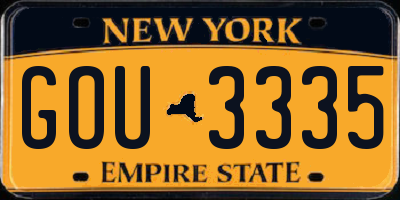 NY license plate GOU3335