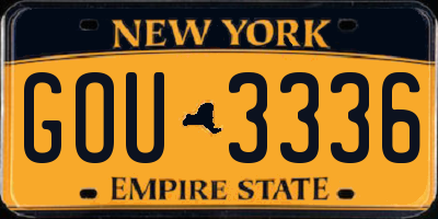 NY license plate GOU3336