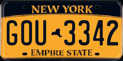 NY license plate GOU3342