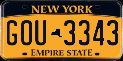 NY license plate GOU3343