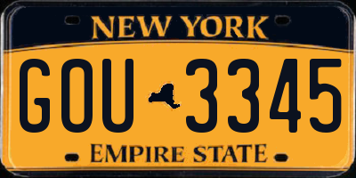 NY license plate GOU3345