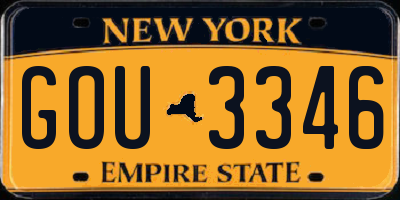 NY license plate GOU3346