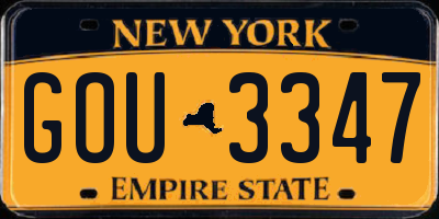 NY license plate GOU3347