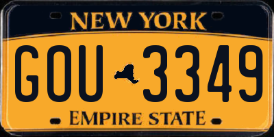 NY license plate GOU3349