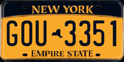 NY license plate GOU3351