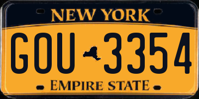 NY license plate GOU3354