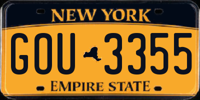 NY license plate GOU3355