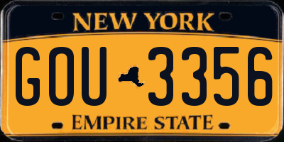 NY license plate GOU3356