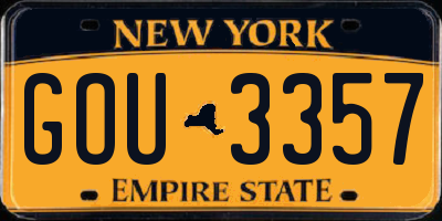NY license plate GOU3357