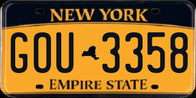 NY license plate GOU3358