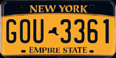 NY license plate GOU3361