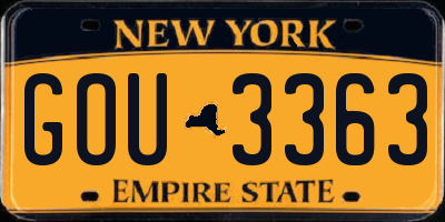 NY license plate GOU3363