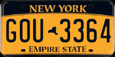 NY license plate GOU3364