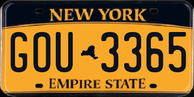 NY license plate GOU3365