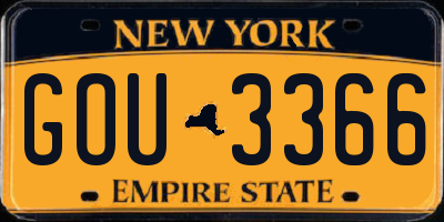 NY license plate GOU3366