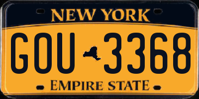 NY license plate GOU3368