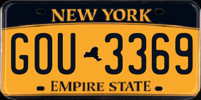 NY license plate GOU3369