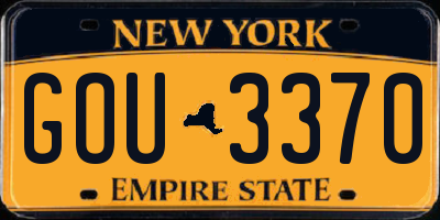 NY license plate GOU3370